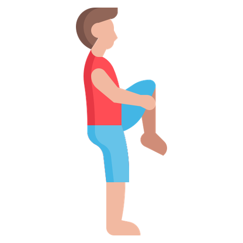 man doing standing leg stretch